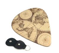 6 Pack Guitar Picks Personalized Guitars Plectrums with Organizer Storage Box Vintage Old World Map Guitar Pick Electric Acoustic Guitars Picks Plectrum for Bass Pick (0.46mm, 0.71mm, 0.96mm)