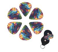 6 Pack Guitar Picks Plectrums with Organizer Storage Box 0.46 0.96 0.71 mm Personalized Guitar Pick Set Colorful of Dragons Bass Pick Guitar Accessories for Acoustic Guitar Ukulele