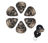 6 Pack Guitar Picks Plectrums with Organizer Storage Box 0.46 0.96 0.71 mm Personalized Guitar Pick Set Leather Rose Skull Bass Pick Guitar Accessories for Acoustic Guitar Ukulele
