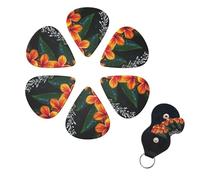 6 Pack Guitar Picks Plectrums with Organizer Storage Box 0.46 0.96 0.71 mm Personalized Guitar Pick Set Eye-catching Hawaiian flowers Bass Pick Guitar Accessories for Acoustic Guitar Ukulele