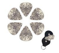 6 Pack Guitar Picks Plectrums with Organizer Storage Box 0.46 0.96 0.71 mm Personalized Guitar Pick Set Hand drawn floral dragonfly Bass Pick Guitar Accessories for Acoustic Guitar Ukulele