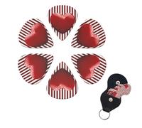 6 Pack Guitar Picks Plectrums with Organizer Storage Box 0.46 0.96 0.71 mm Personalized Guitar Pick Set Red and White Striped Heart Bass Pick Guitar Accessories for Acoustic Guitar Ukulele