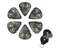 6 Pack Guitar Picks Plectrums with Organizer Storage Box 0.46 0.96 0.71 mm Personalized Guitar Pick Set Black and White Tiger Bass Pick Guitar Accessories for Acoustic Guitar Ukulele