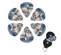 6 Pack Guitar Picks Plectrums with Organizer Storage Box 0.46 0.96 0.71 mm Personalized Guitar Pick Set White horse running on the sea Bass Pick Guitar Accessories for Acoustic Guitar Ukulele