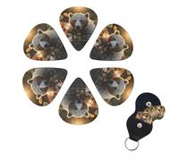 6 Pack Guitar Picks Plectrums with Organizer Storage Box 0.46 0.96 0.71 mm Personalized Guitar Pick Set Bear crossing the river Bass Pick Guitar Accessories for Acoustic Guitar Ukulele
