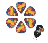6 Pack Guitar Picks Plectrums with Organizer Storage Box 0.46 0.96 0.71 mm Personalized Guitar Pick Set Colorful Paint Splatter Art Bass Pick Guitar Accessories for Acoustic Guitar Ukulele