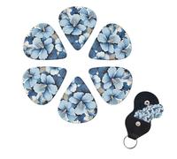 6 Pack Guitar Picks Plectrums with Organizer Storage Box 0.46 0.96 0.71 mm Personalized Guitar Pick Set Blue hibiscus flower Bass Pick Guitar Accessories for Acoustic Guitar Ukulele