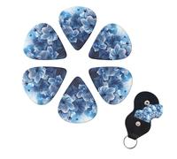 6 Pack Guitar Picks Plectrums with Organizer Storage Box 0.46 0.96 0.71 mm Personalized Guitar Pick Set Blooming blue flowers Bass Pick Guitar Accessories for Acoustic Guitar Ukulele