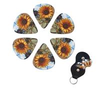 6 Pack Guitar Picks Plectrums with Organizer Storage Box 0.46 0.96 0.71 mm Personalized Guitar Pick Set Farm Sunflower Bass Pick Guitar Accessories for Acoustic Guitar Ukulele