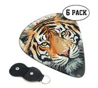 6 Pack Guitar Picks Plectrums with Organizer Storage Box 0.46 0.96 0.71 mm Personalized Guitar Pick Set Year of the Tiger Face Bass Pick Guitar Accessories for Acoustic Guitar Ukulele