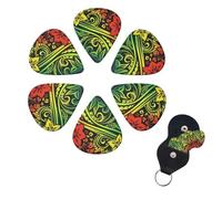 6 Pack Guitar Picks Plectrums with Organizer Storage Box 0.46 0.96 0.71 mm Personalized Guitar Pick Set Hawaiian tribal style Bass Pick Guitar Accessories for Acoustic Guitar Ukulele