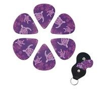 6 Pack Guitar Picks Plectrums with Organizer Storage Box 0.46 0.96 0.71 mm Personalized Guitar Pick Set Hawaii with purple sea turtle Bass Pick Guitar Accessories for Acoustic Guitar Ukulele