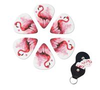 6 Pack Guitar Picks Plectrums with Organizer Storage Box 0.46 0.96 0.71 mm Personalized Guitar Pick Set Flamingo Watercolor Bass Pick Guitar Accessories for Acoustic Guitar Ukulele