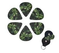 6 Pack Guitar Picks Plectrums with Organizer Storage Box 0.46 0.96 0.71 mm Personalized Guitar Pick Set Green Leaves Pattern Bass Pick Guitar Accessories for Acoustic Guitar Ukulele