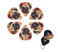 6 Pack Guitar Picks Plectrums with Organizer Storage Box 0.46 0.96 0.71 mm Personalized Guitar Pick Set Pug Flower Bass Pick Guitar Accessories for Acoustic Guitar Ukulele