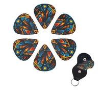 6 Pack Guitar Picks Plectrums with Organizer Storage Box 0.46 0.96 0.71 mm Personalized Guitar Pick Set African style textile pattern Bass Pick Guitar Accessories for Acoustic Guitar Ukulele