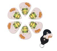 6 Pack Guitar Picks Plectrums with Organizer Storage Box 0.46 0.96 0.71 mm Personalized Guitar Pick Set Leaves and Frog Bass Pick Guitar Accessories for Acoustic Guitar Ukulele