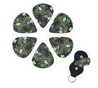 6 Pack Guitar Picks Plectrums with Organizer Storage Box 0.46 0.96 0.71 mm Personalized Guitar Pick Set Black cross among green flowers Bass Pick Guitar Accessories for Acoustic Guitar Ukulele