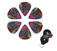 6 Pack Guitar Picks Plectrums with Organizer Storage Box 0.46 0.96 0.71 mm Personalized Guitar Pick Set Colorful tropical leaves pattern Bass Pick Guitar Accessories for Acoustic Guitar Ukulele