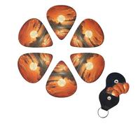 6 Pack Guitar Picks Plectrums with Organizer Storage Box 0.46 0.96 0.71 mm Personalized Guitar Pick Set Orange Sky Bass Pick Guitar Accessories for Acoustic Guitar Ukulele