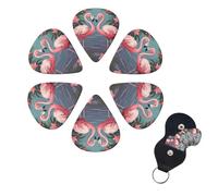 6 Pack Guitar Picks Plectrums with Organizer Storage Box 0.46 0.96 0.71 mm Personalized Guitar Pick Set Flock of Tropical Flamingos Bass Pick Guitar Accessories for Acoustic Guitar Ukulele