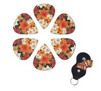 6 Pack Guitar Picks Plectrums with Organizer Storage Box 0.46 0.96 0.71 mm Personalized Guitar Pick Set Flowers and Hawaiian Tribal Bass Pick Guitar Accessories for Acoustic Guitar Ukulele