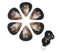 6 Pack Guitar Picks Plectrums with Organizer Storage Box 0.46 0.96 0.71 mm Personalized Guitar Pick Set A cat and Christmas Lights Bass Pick Guitar Accessories for Acoustic Guitar Ukulele