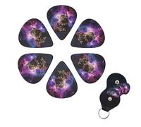 6 Pack Guitar Picks Plectrums with Organizer Storage Box 0.46 0.96 0.71 mm Personalized Guitar Pick Set Cat sitting inside nebula Bass Pick Guitar Accessories for Acoustic Guitar Ukulele
