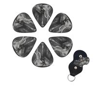 6 Pack Guitar Picks Plectrums with Organizer Storage Box 0.46 0.96 0.71 mm Personalized Guitar Pick Set Black and white elephant image Bass Pick Guitar Accessories for Acoustic Guitar Ukulele