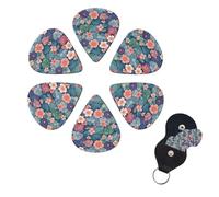 6 Pack Guitar Picks Plectrums with Organizer Storage Box 0.46 0.96 0.71 mm Personalized Guitar Pick Set Scales and flowers pattern Bass Pick Guitar Accessories for Acoustic Guitar Ukulele