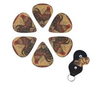 6 Pack Guitar Picks Plectrums with Organizer Storage Box 0.46 0.96 0.71 mm Personalized Guitar Pick Set Old Rooster Illustration Bass Pick Guitar Accessories for Acoustic Guitar Ukulele