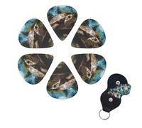 6 Pack Guitar Picks Plectrums with Organizer Storage Box 0.46 0.96 0.71 mm Personalized Guitar Pick Set Big turtle and palm trees Bass Pick Guitar Accessories for Acoustic Guitar Ukulele