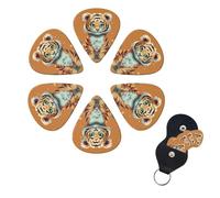 6 Pack Guitar Picks Plectrums with Organizer Storage Box 0.46 0.96 0.71 mm Personalized Guitar Pick Set Year of the Tiger Funny Tiger Bass Pick Guitar Accessories for Acoustic Guitar Ukulele
