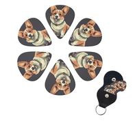 6 Pack Guitar Picks Plectrums with Organizer Storage Box 0.46 0.96 0.71 mm Personalized Guitar Pick Set Cute corgi dog illustration Bass Pick Guitar Accessories for Acoustic Guitar Ukulele