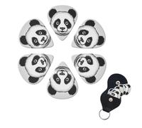 6 Pack Guitar Picks Plectrums with Organizer Storage Box 0.46 0.96 0.71 mm Personalized Guitar Pick Set Anime Panda Face Bass Pick Guitar Accessories for Acoustic Guitar Ukulele