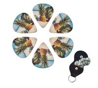 6 Pack Guitar Picks Plectrums with Organizer Storage Box 0.46 0.96 0.71 mm Personalized Guitar Pick Set Pineapple Fruit Sunglasses Sand Beach Bass Pick Guitar Accessories for Acoustic Guitar Ukulele