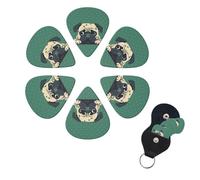 6 Pack Guitar Picks Plectrums with Organizer Storage Box 0.46 0.96 0.71 mm Personalized Guitar Pick Set Pug Green Polka Dot Bass Pick Guitar Accessories for Acoustic Guitar Ukulele