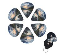 6 Pack Guitar Picks Plectrums with Organizer Storage Box 0.46 0.96 0.71 mm Personalized Guitar Pick Set Fishing Scenic Bass Pick Guitar Accessories for Acoustic Guitar Ukulele