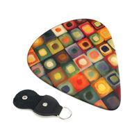 6 Pack Guitar Picks With Holder, Personalized Guitar Plectrums Non-Slip Electric Ukulele Bass Pick Abstract Art Squares Portable 0.46mm Guitar Accessories