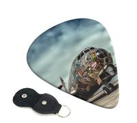 6 Pack Guitar Picks With Holder, Personalized Guitar Plectrums Non-Slip Electric Ukulele Bass Pick Airplane Art Portable 0.96mm Guitar Accessories