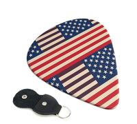 6 Pack Guitar Picks With Holder, Personalized Guitar Plectrums Non-Slip Electric Ukulele Bass Pick American Flags Portable 0.71mm Guitar Accessories