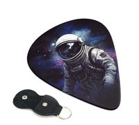 6 Pack Guitar Picks With Holder, Personalized Guitar Plectrums Non-Slip Electric Ukulele Bass Pick Astronaut Portable 0.71mm Guitar Accessories
