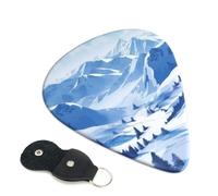 6 Pack Guitar Picks With Holder, Personalized Guitar Plectrums Non-Slip Electric Ukulele Bass Pick Beautiful Landscape Snowy Mountains Portable 0.71mm Guitar Accessories