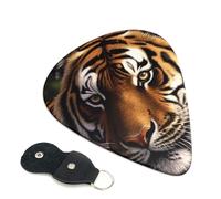 6 Pack Guitar Picks With Holder, Personalized Guitar Plectrums Non-Slip Electric Ukulele Bass Pick Bengal Tiger Portable 0.46mm Guitar Accessories