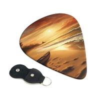 6 Pack Guitar Picks With Holder, Personalized Guitar Plectrums Non-Slip Electric Ukulele Bass Pick Beach At Sunset Portable 0.96mm Guitar Accessories