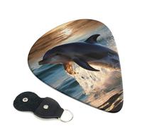 6 Pack Guitar Picks With Holder, Personalized Guitar Plectrums Non-Slip Electric Ukulele Bass Pick Beautiful Dolphin Portable 0.96mm Guitar Accessories