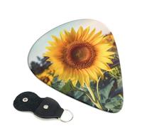 6 Pack Guitar Picks With Holder, Personalized Guitar Plectrums Non-Slip Electric Ukulele Bass Pick Beautiful Sunflower Portable 0.96mm Guitar Accessories