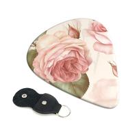 6 Pack Guitar Picks With Holder, Personalized Guitar Plectrums Non-Slip Electric Ukulele Bass Pick Beauty Pink Roses Portable 0.46mm Guitar Accessories