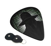 6 Pack Guitar Picks With Holder, Personalized Guitar Plectrums Non-Slip Electric Ukulele Bass Pick Black Hat Dark Side Hacker Portable 0.46mm Guitar Accessories