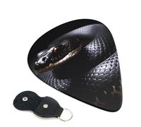 6 Pack Guitar Picks With Holder, Personalized Guitar Plectrums Non-Slip Electric Ukulele Bass Pick Black Snake Portable 0.96mm Guitar Accessories